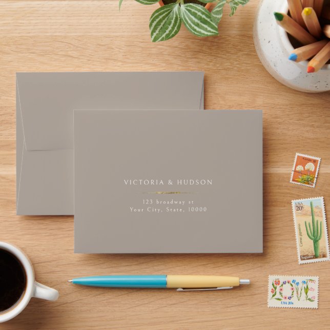 Enveloppe Elégance encadrée Moderne Mariage simple RSVP (Desk)