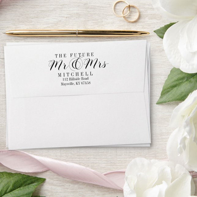 Enveloppe Élégant 5x7 Script L'avenir Mme et M. Retour (Créateur téléchargé)