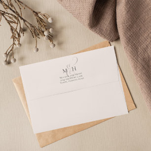 Enveloppe Élégant Ampersand Floral Blush Monogramme Simple