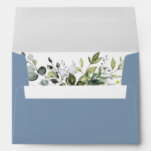 Enveloppe Elégant Aquarelle Verdure Dusty Blue Mariage