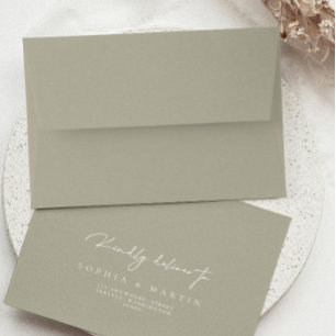 Enveloppe Elegant Argent & Blanc Moderne RSVP Adresse de ret
