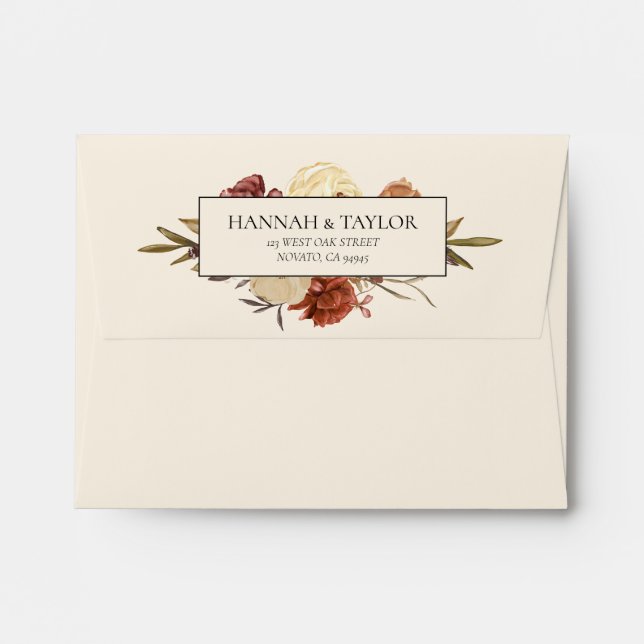 Enveloppe Élégant automne automne automne Mariage floral Mer (Dos (Haut rabat))