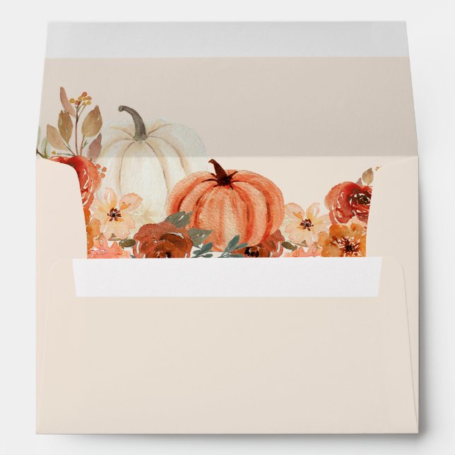 Enveloppe Elégant automne Citrouille aquarelle Floral automn (Dos (Bas))