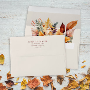 Enveloppe Élégant automne Feuilles Mariage automne