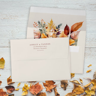 Enveloppe Élégant automne Feuilles Mariage automne