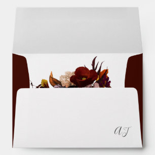 Enveloppe Elégant automne floral bordeaux rustique mariage