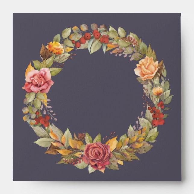 Enveloppe Élégant automne/Thanksgiving Wreath Adresse de ret (Devant)