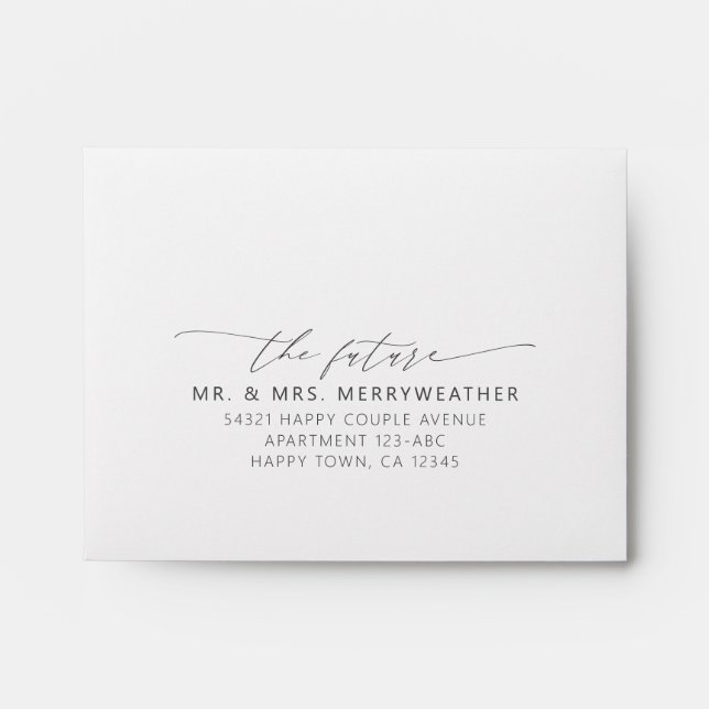 Enveloppe Elégant Beach Seashell Modern Script Wedding RSVP (Devant)
