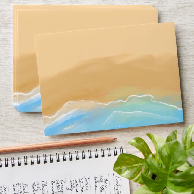 Enveloppe Elegant Beach Watercolor Wedding (Stacked)