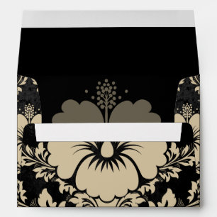 Enveloppe Elégant beige et noir damassé Noël élégant
