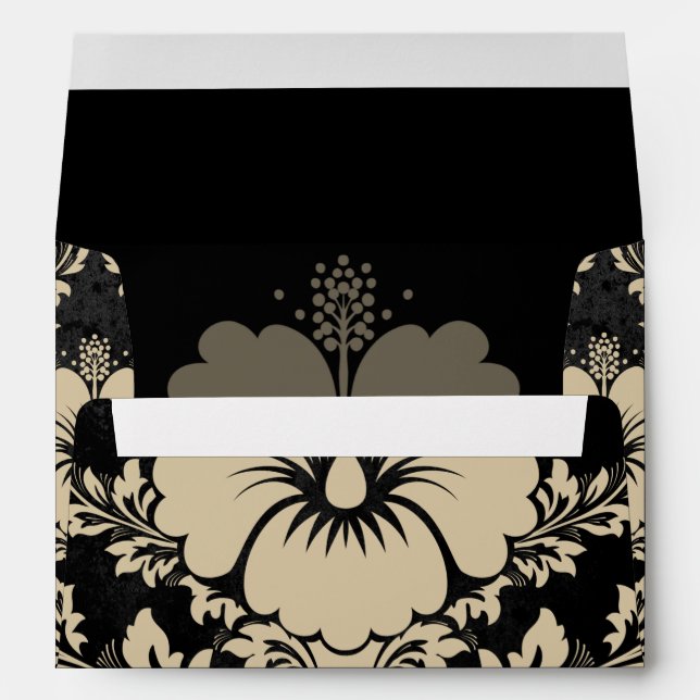 Enveloppe Elégant beige et noir damassé Noël élégant (Dos (Bas))