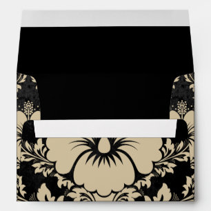 Enveloppe Elégant beige et noir damassé Noël élégant