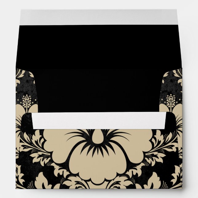 Enveloppe Elégant beige et noir damassé Noël élégant (Dos (Bas))