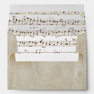 Enveloppe Elégant Beige Vintage Paper Music Sheet Notes