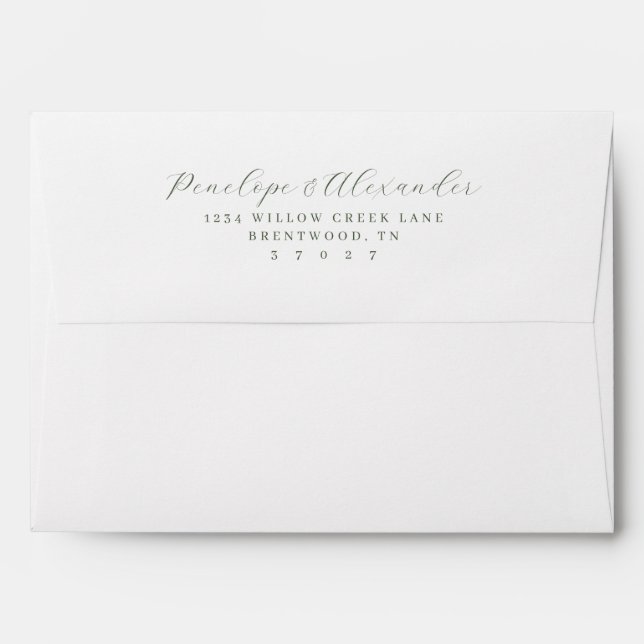 Enveloppe Elegant Black Calligraphy (Dos (Haut rabat))