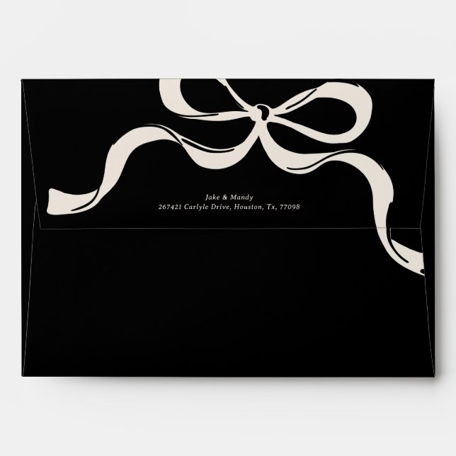 Enveloppe Elegant Black Cream Big Bow Adresse de retour Mari (Dos (Haut rabat))