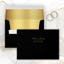 Elegant Black Gold Mariage Adresse de retour