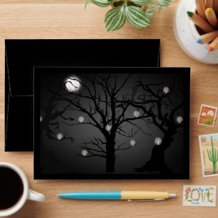 Enveloppe Élégant Black Purple Goth Mariage Pleine lune