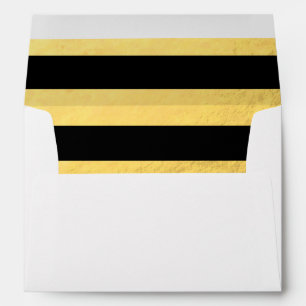 Enveloppe Élégant Black Stripes Gold Foil imprimé