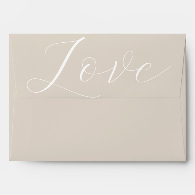 Enveloppe Elégant blanc amour crème Mariage beige (Dos (Haut rabat))