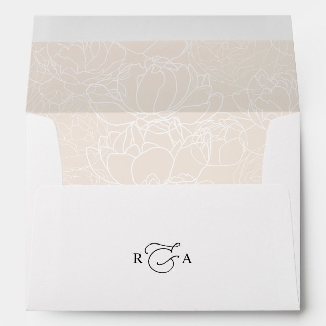 Enveloppe Élégant blanc et blanc retour Adresse Monogramme (Dos (Bas))