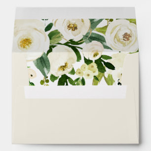 Enveloppe Élégant Blanc Floral Toutes les occasions Mariage