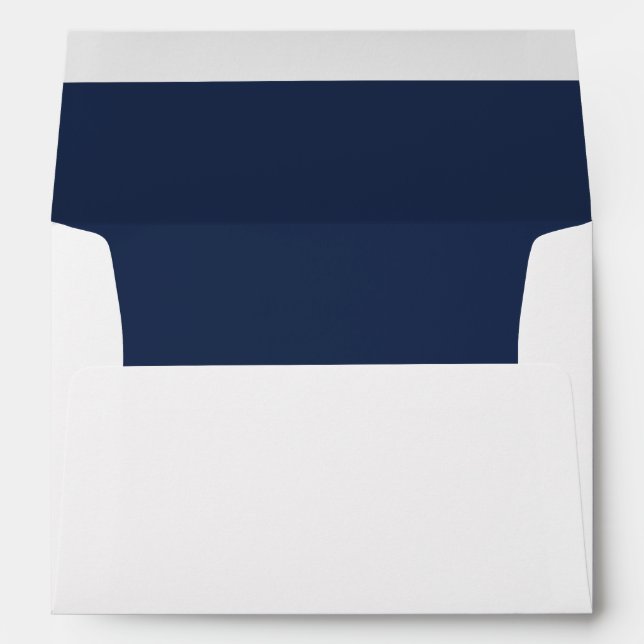 Enveloppe Elégant Blanc & Marine Bleu Mariage moderne (Dos (Bas))