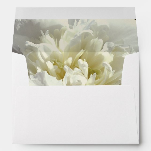 Enveloppe Elégant blanc peony floral blanc photo (Dos (Bas))
