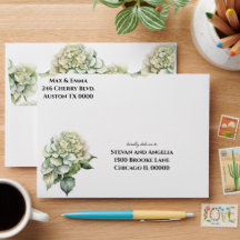 Elégant blanc vert aquarelle mariage floral