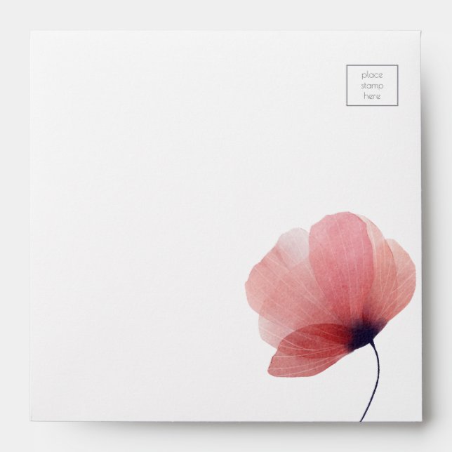 Enveloppe Elégant bleu Aquarelle Poppy Gris blanc Mariage (Devant)
