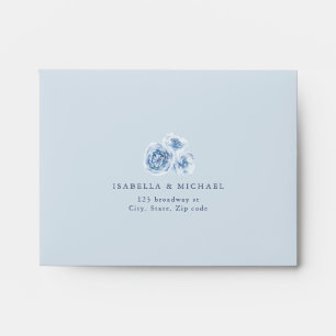 Enveloppe Elégant bleu azur aquarelle mariage floral RSVP