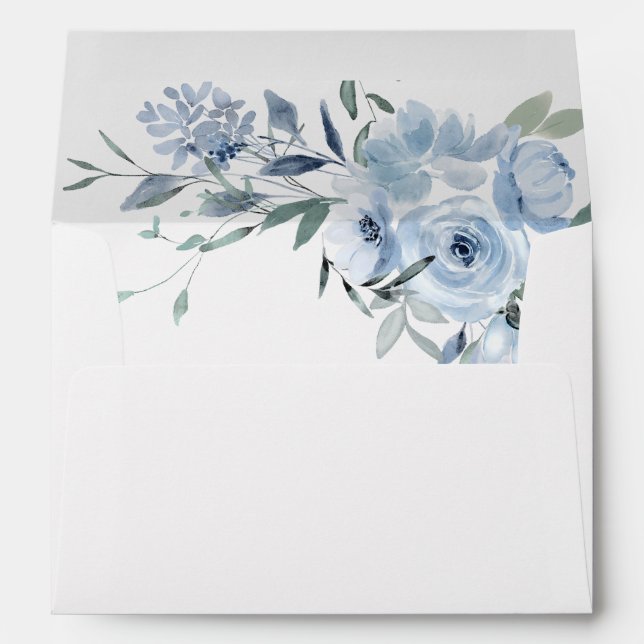 Enveloppe Elégant bleu bleu floral adressé Mariage (Dos (Bas))