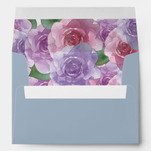 Enveloppe Elégant bleu bleu pourpre rose Mariage floral