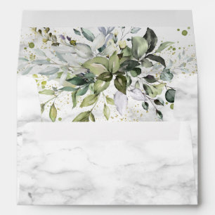 Enveloppe Elégant bleu Dusty Eucalyptus Marbre vert