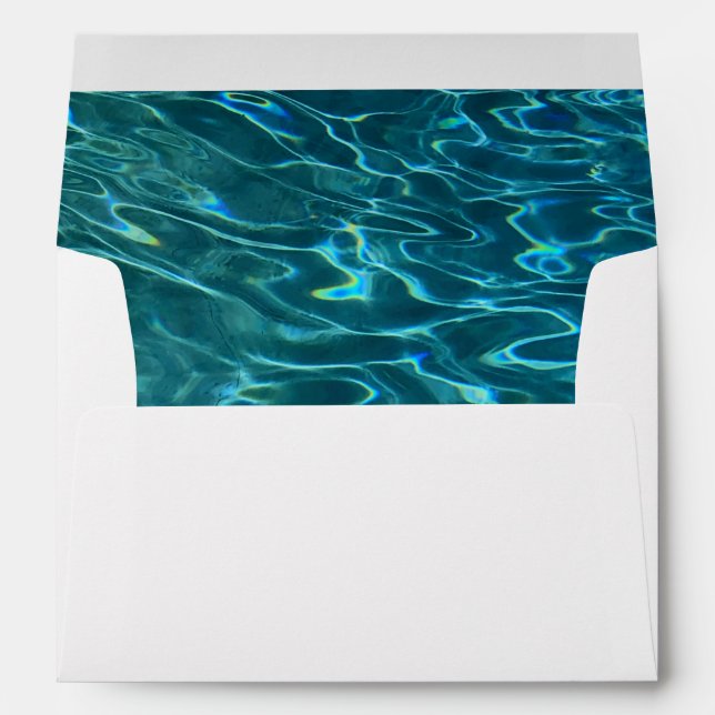Enveloppe Elégant bleu eau turquoise motif vagues de lac océ (Dos (Bas))