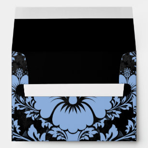 Enveloppe Elégant bleu et noir damassé Noël élégant