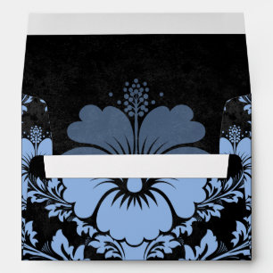 Enveloppe Elégant bleu et noir damassé Noël élégant En