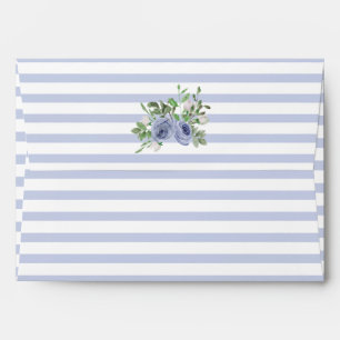 Enveloppe Elégant Bleu Floral Aquarelle Bleu Rayures