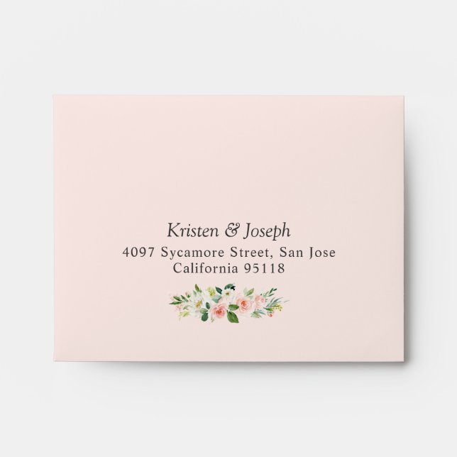 Enveloppe Élégant bleu rose floral pour carte RSVP (Devant)