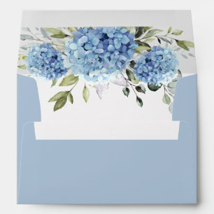Enveloppe Elégant Blue Hydrangea Eucalyptus pour carte 5x7