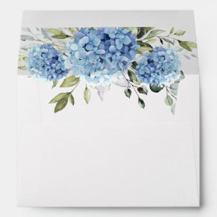 Enveloppe Elégant Blue Hydrangea Eucalyptus pour carte 5x7