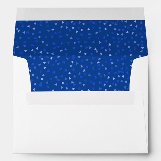 Enveloppe Elegant Blue Love Hearts Confetti Adresse de retou (Dos (Bas))