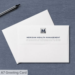 Enveloppe Elégant Blue Silver Company Monogramme