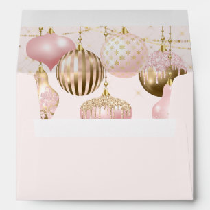 Enveloppe Élégant Blush Pink Gold Ornements Noël