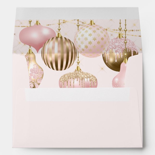 Enveloppe Élégant Blush Pink Gold Ornements Noël (Dos (Bas))
