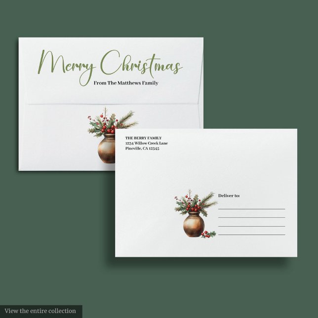 Enveloppe Elegant Bohemian Minimalist Botanical Holiday Card (Elegant Bohemian Minimalist Botanical Holiday Card)