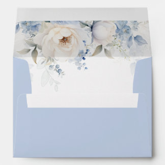 Enveloppe Elégant Boho Aquarelle bleu bleu Dusty Floral Mari