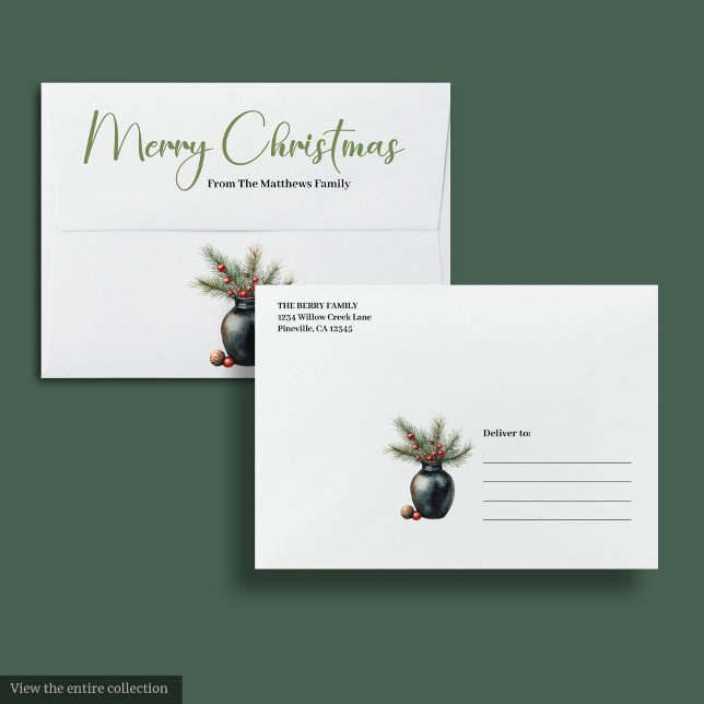 Enveloppe Elegant Boho Botanical Scandinavian Christmas Mail (Elegant Boho Botanical Scandinavian Christmas Mailer)