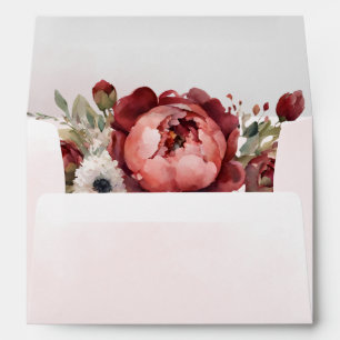 Enveloppe Elégant Boho Bourgogne Blush Floral Invitation