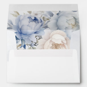 Enveloppe Elégant Boho Dusty Blue Floral Invitation